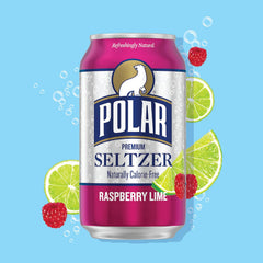 Polar Seltzer Water Raspberry Lime, 12 fl oz cans, 18 pack