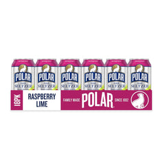Polar Seltzer Water Raspberry Lime, 12 fl oz cans, 18 pack